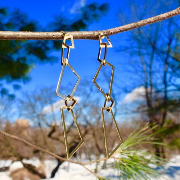 GOLD Chunky Chain link Long Drop Dangle earrings‎ - Picture 1 of 9